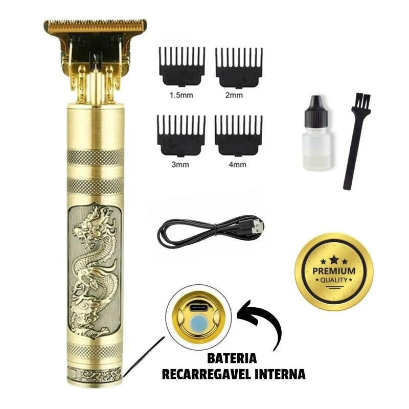 Máquina de Barbear e Cortar Cabelo Profissional Dragão Com 4 Pentes